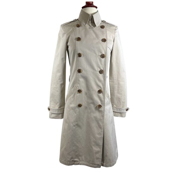 Gryphon Light Khaki Trench Coat Size Small - Picture 3 of 14